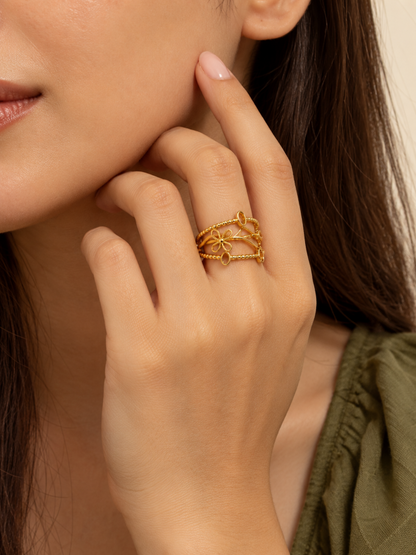 Elodie Gold Floral Ring