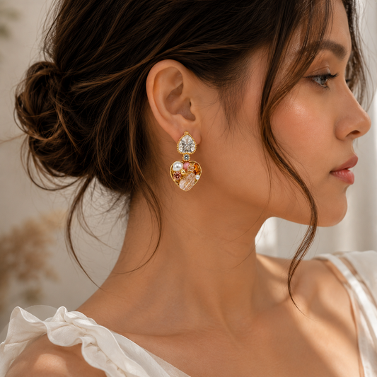 Crystal Heart Drop Earrings