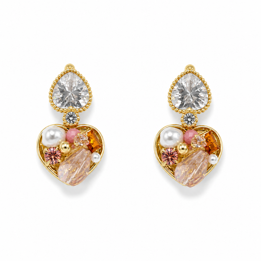 Crystal Heart Drop Earrings