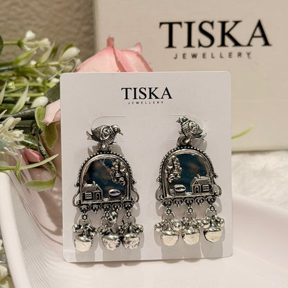 Vintage Village Story Oxidised Earrings