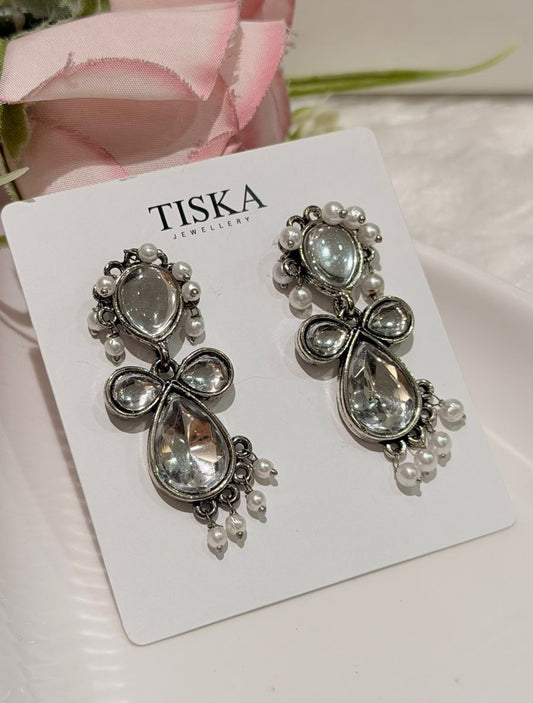Crystal Pearl Vintage Drop Earrings