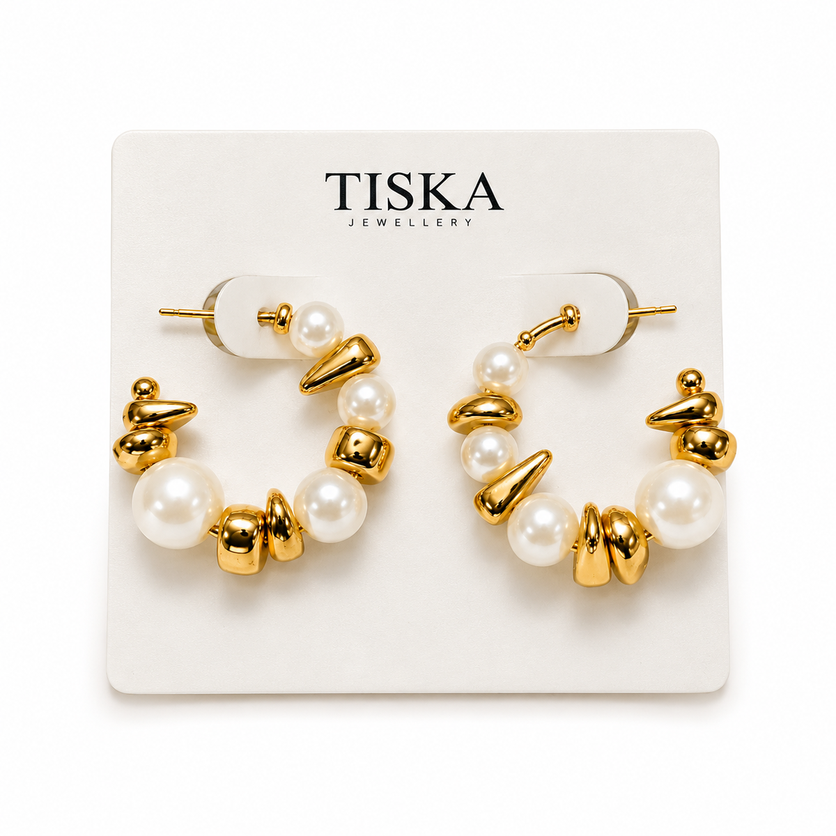 Pearl Aura Gold Hoop Earrings
