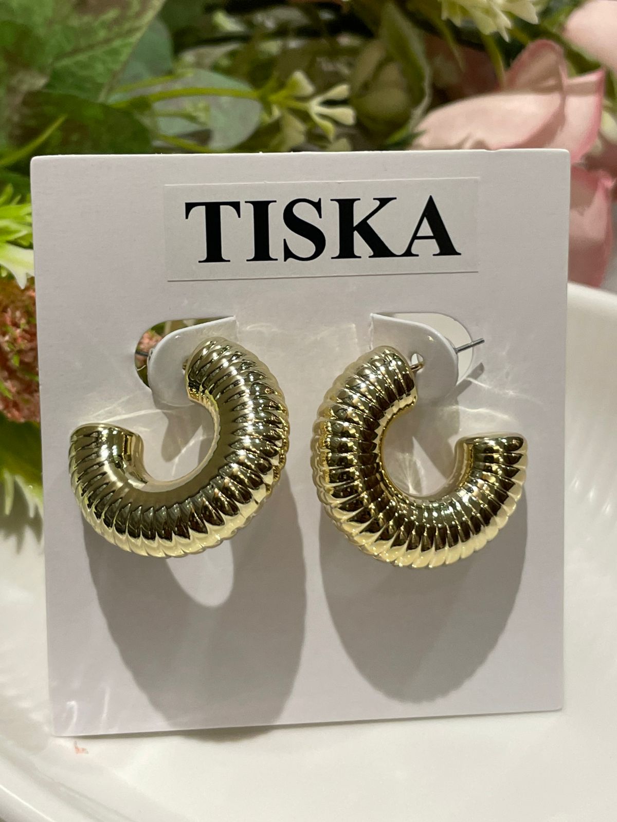 Retro Ribbed Hoops Earrings