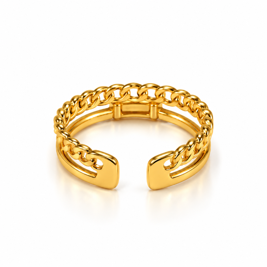 Mila Mint Gold Chain Ring