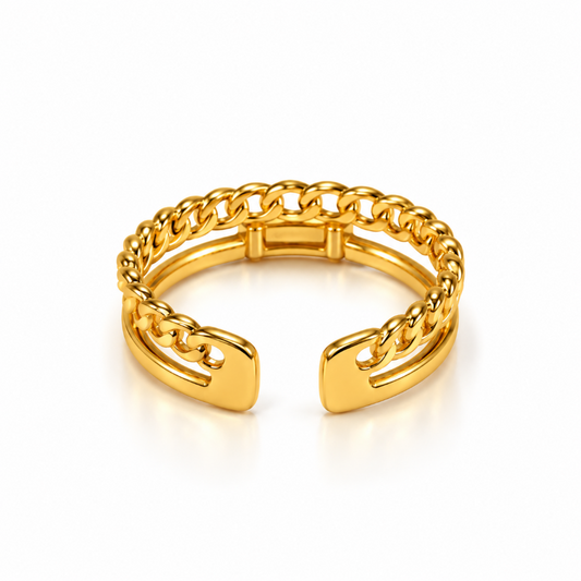 Mila Mint Gold Chain Ring