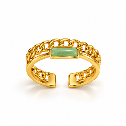 Mila Mint Gold Chain Ring