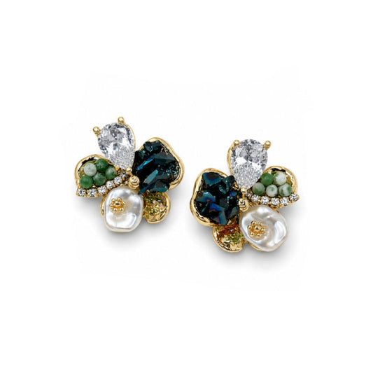 Emerald Luxe Cluster Stud Earrings