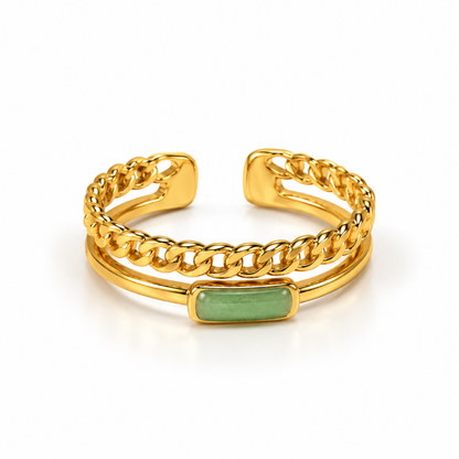 Mila Mint Gold Chain Ring