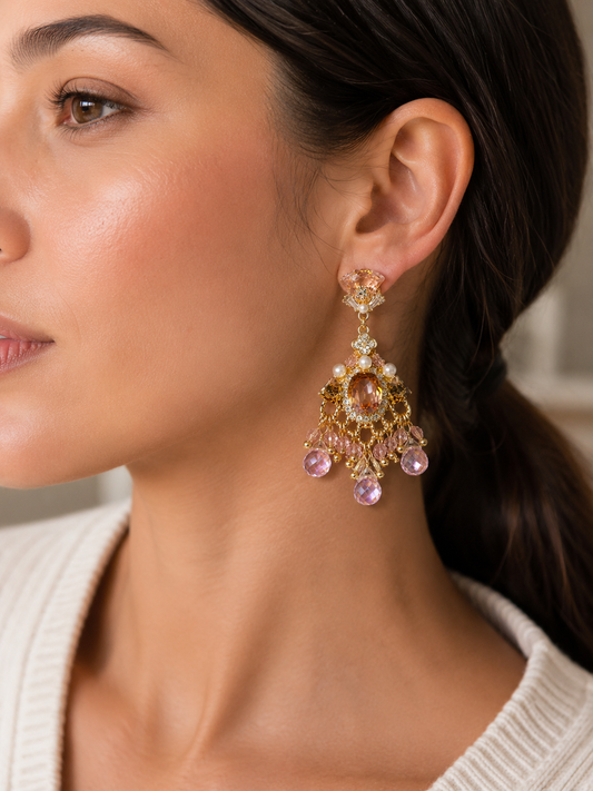 Blush Crystal Chandelier Earrings