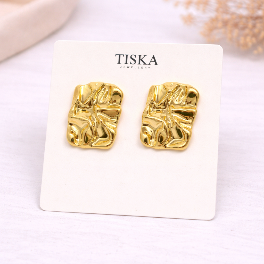 Molten Gold Texture Stud Earrings