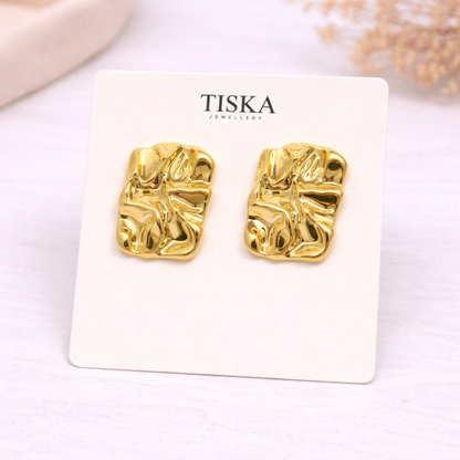 Molten Gold Texture Stud Earrings