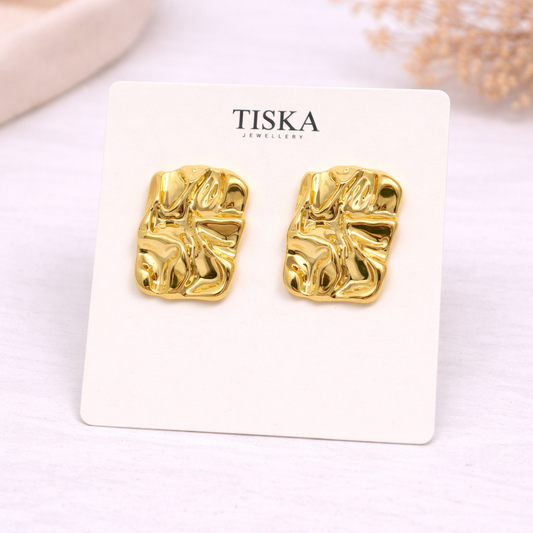 Molten Gold Texture Stud Earrings