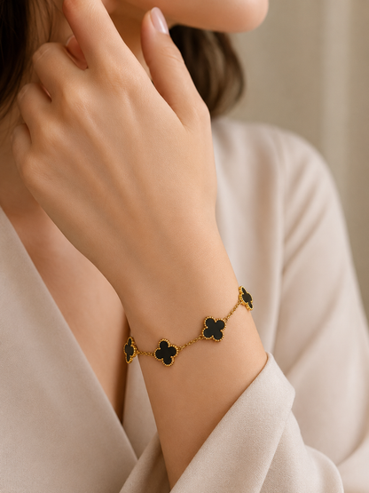 Midnight Clover Charm Bracelet
