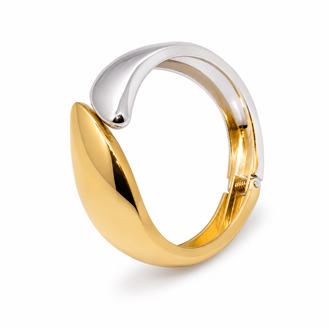 Dual Tone Sculpted Cuff Bracelet (Anti Tarnish)