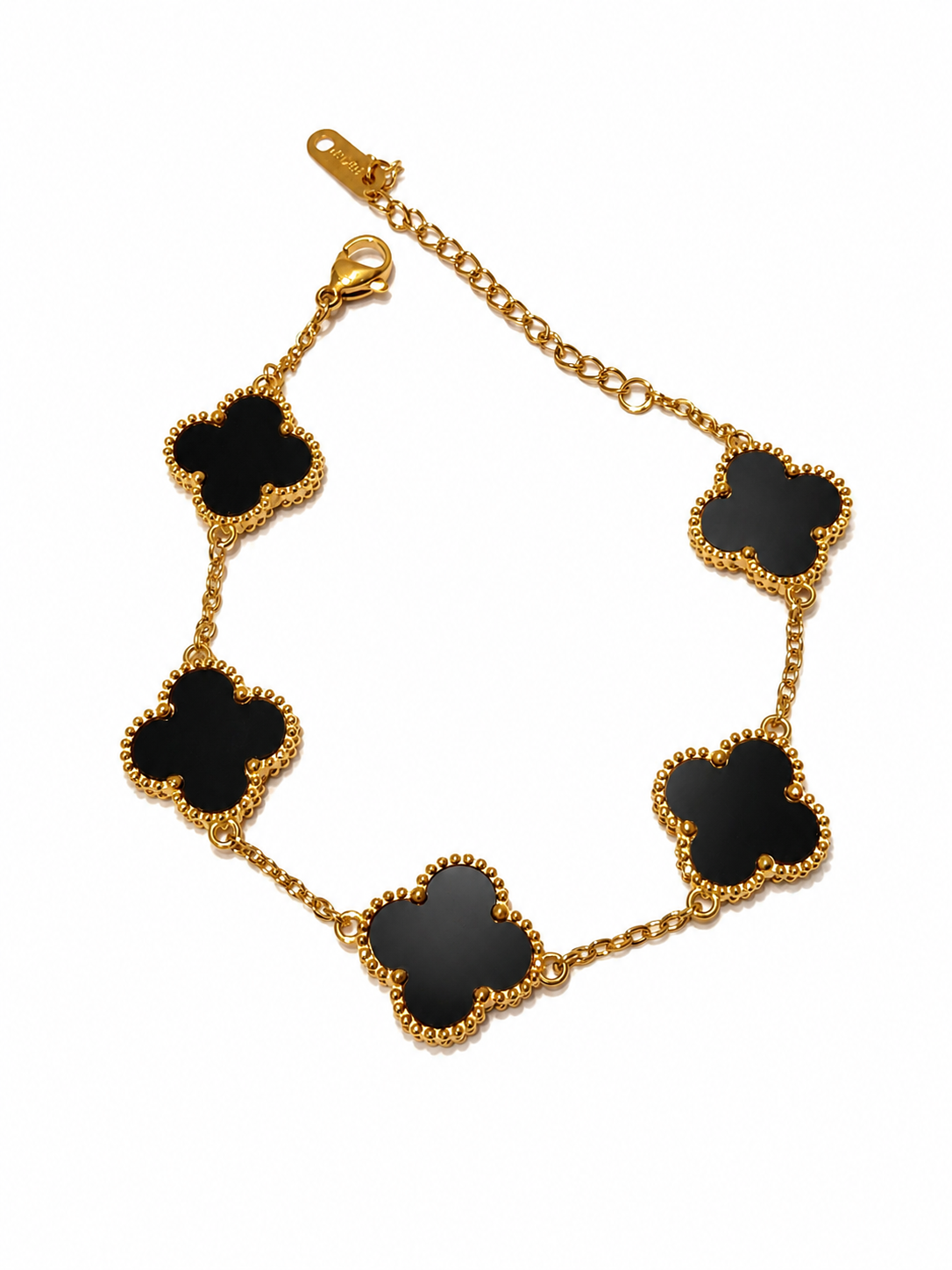 Midnight Clover Charm Bracelet