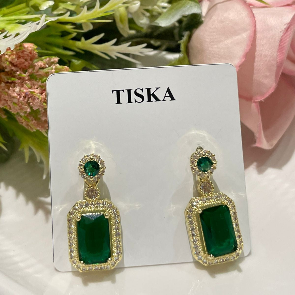 Emerald Luxe Halo Drop Earrings