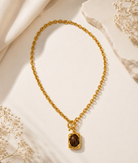 Midnight Stone Chunky Pendant Necklace