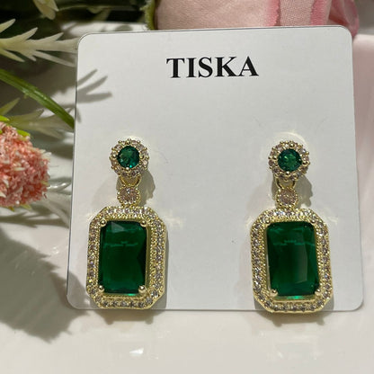 Emerald Luxe Halo Drop Earrings