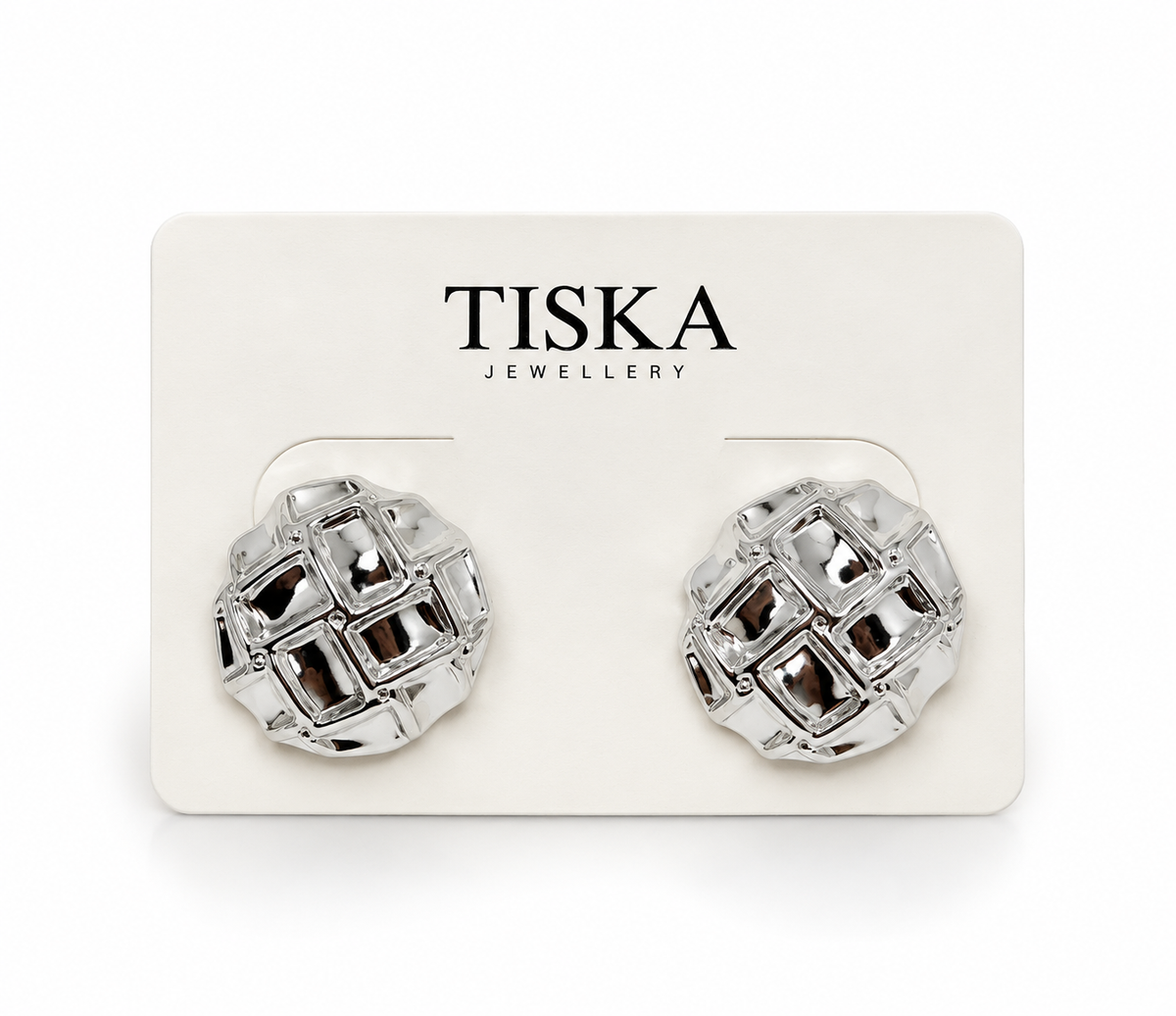 Luxe Silver Geometric Stud Earrings
