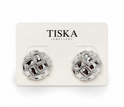 Luxe Silver Geometric Stud Earrings