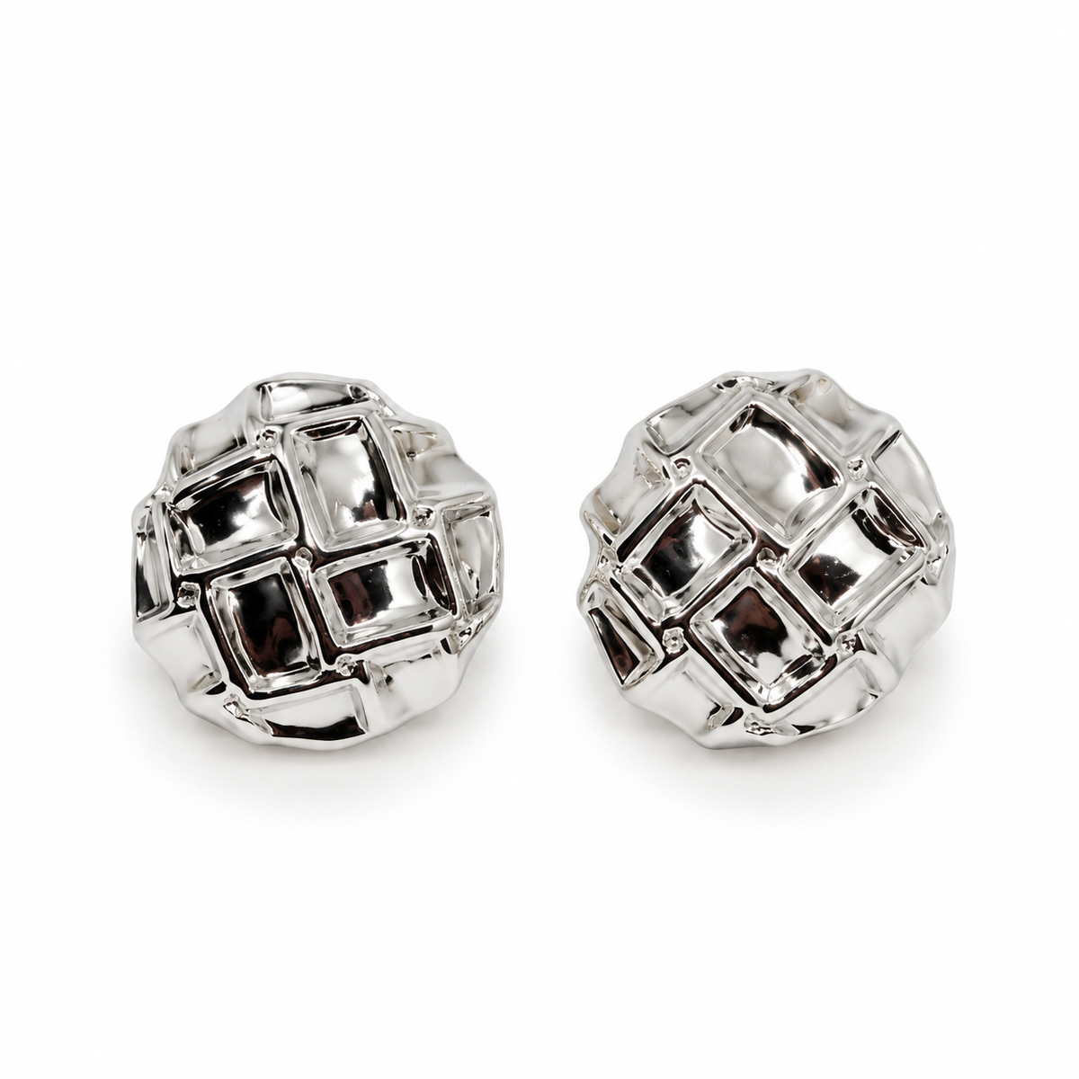Luxe Silver Geometric Stud Earrings