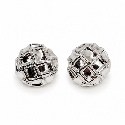 Luxe Silver Geometric Stud Earrings