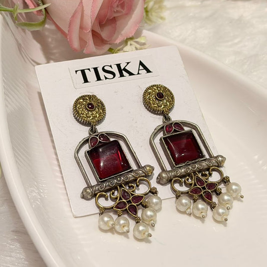 Royal Ruby Pearl Heritage Earrings