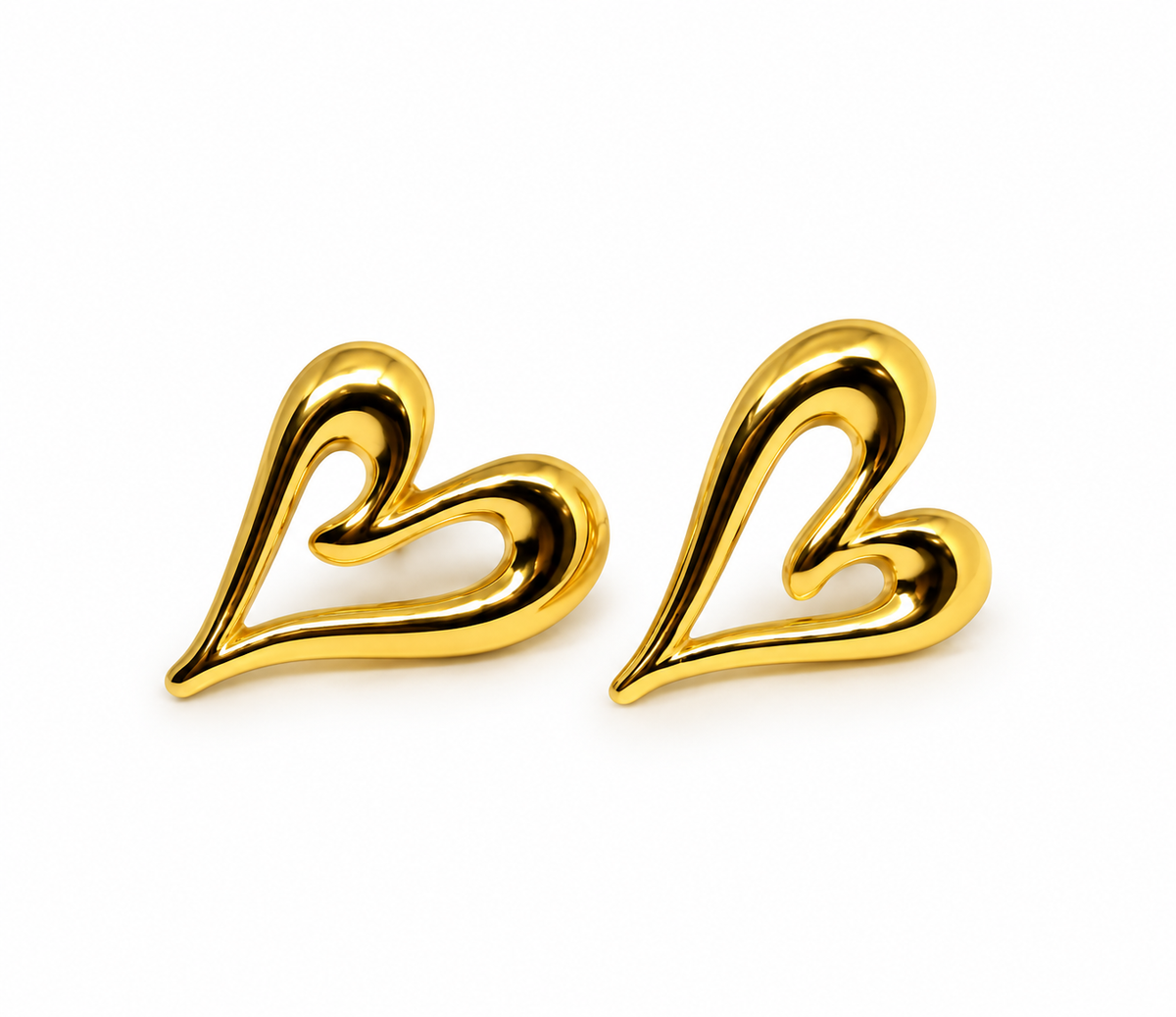Amore Gold Heart Stud Earrings (Stainless Steel) | Anti Tarnish