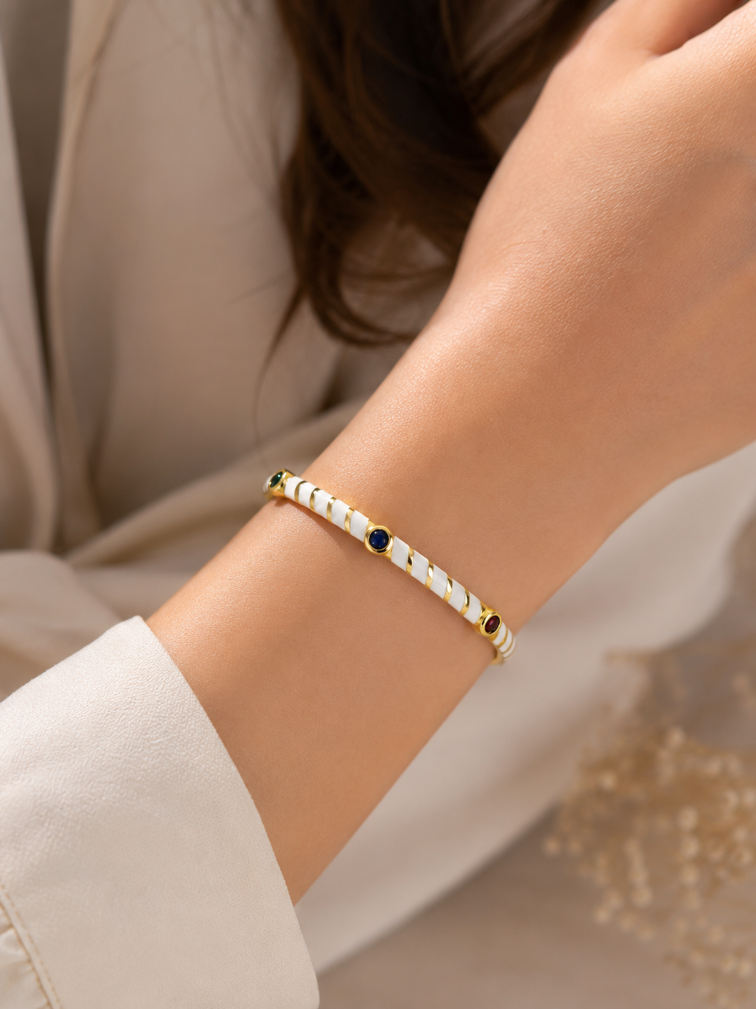 Celeste Enamel Crystal Bangle