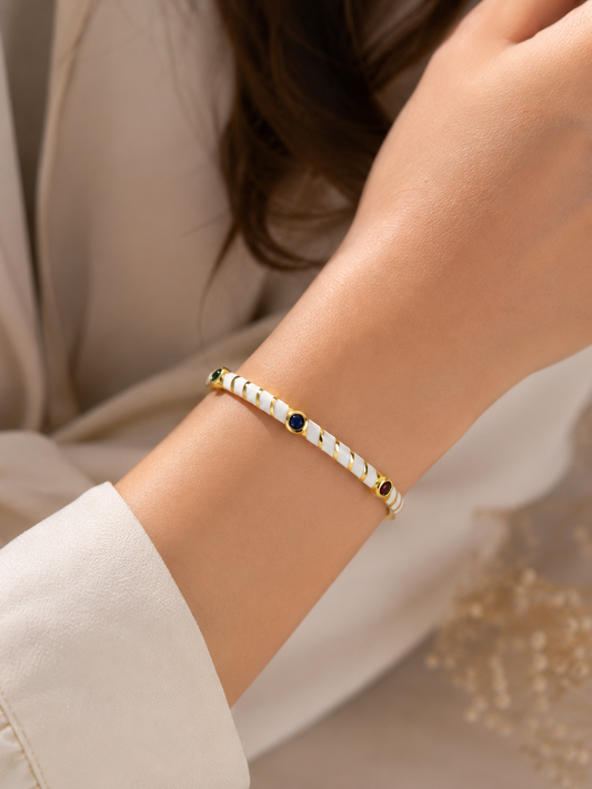 Celeste Enamel Crystal Bangle