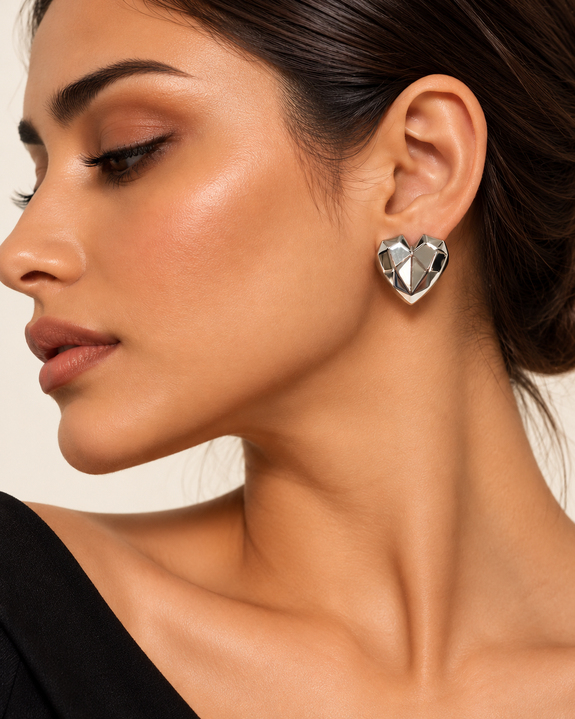 Faceted Heart Stud Earrings
