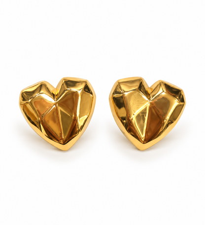 Faceted Heart Stud Earrings