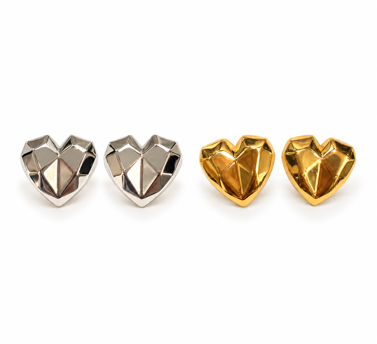 Faceted Heart Stud Earrings