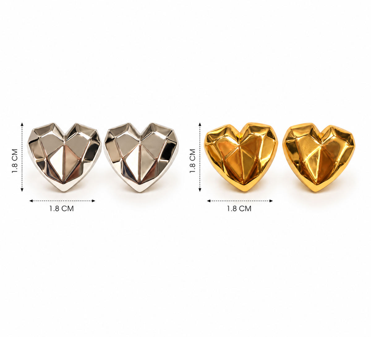 Faceted Heart Stud Earrings
