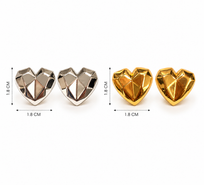 Faceted Heart Stud Earrings