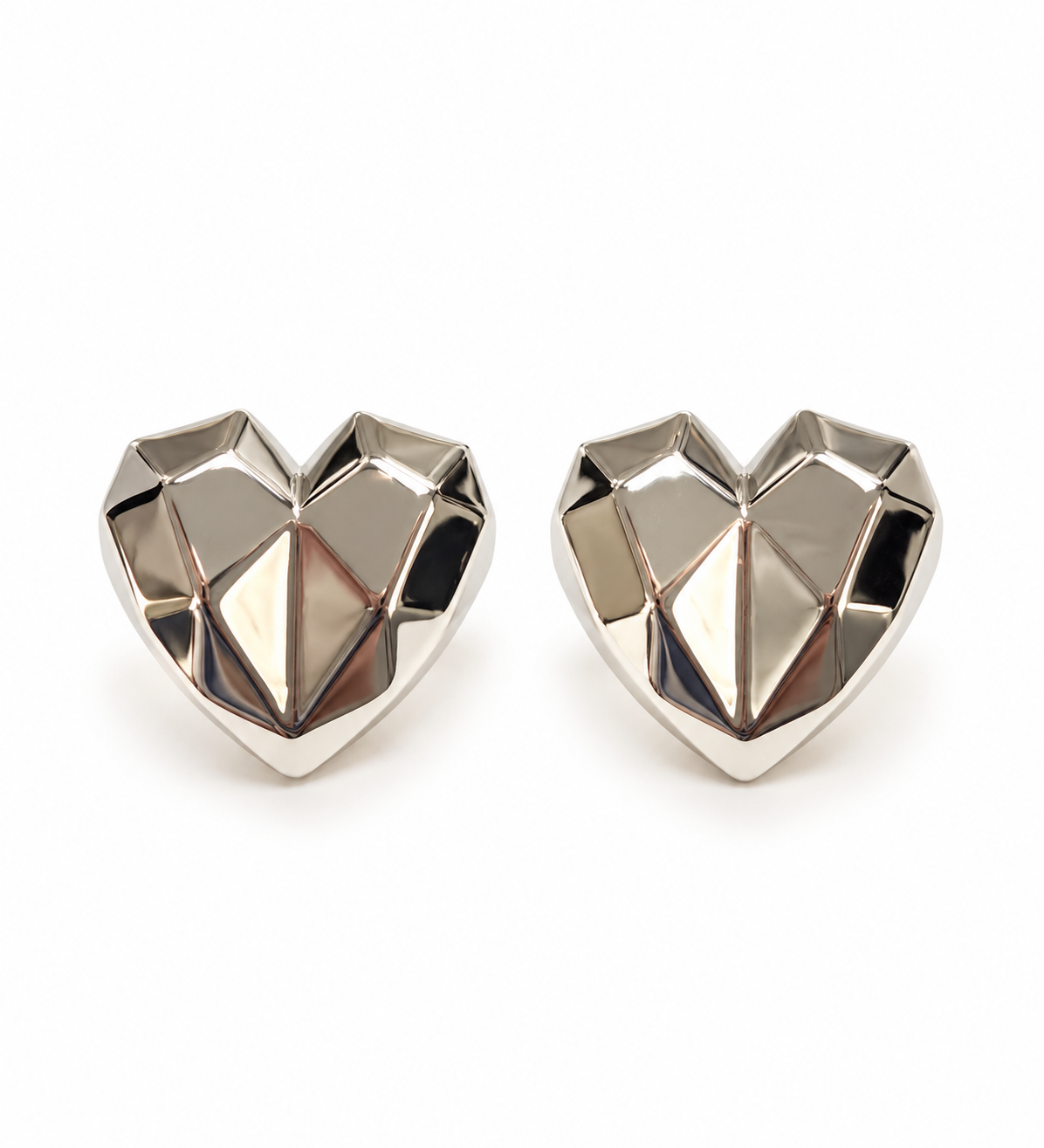 Faceted Heart Stud Earrings