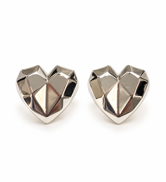 Faceted Heart Stud Earrings