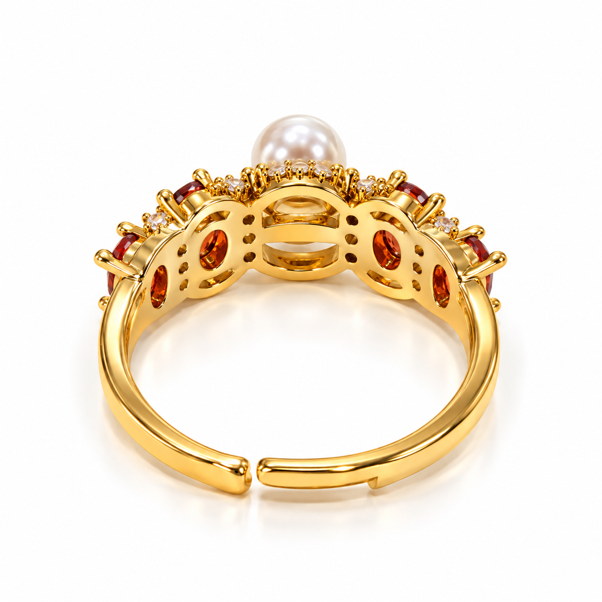 Amber Pearl Crystal Ring