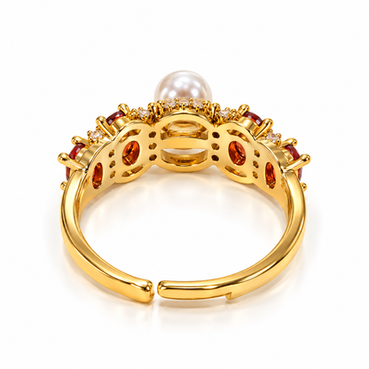 Amber Pearl Crystal Ring