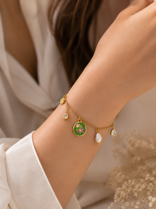 Floral Charm Dainty Bracelet