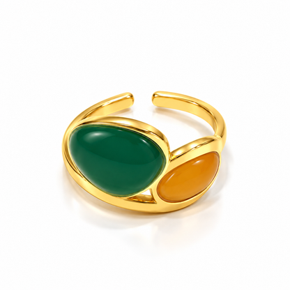 Emerald Amber Duo Ring