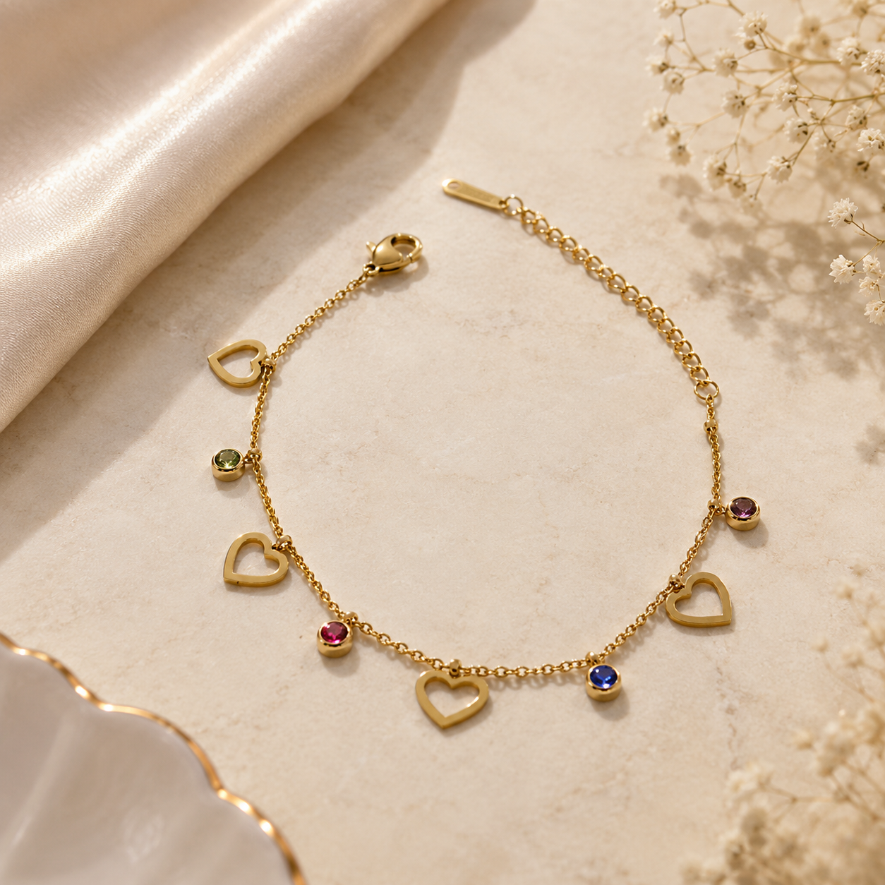 Dainty Heart Charm Bracelet