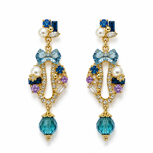 Elegant Blue Crystal Drop Earrings