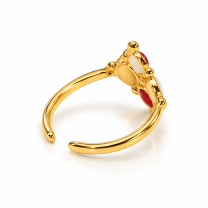 Ruby Ivory Clover Ring