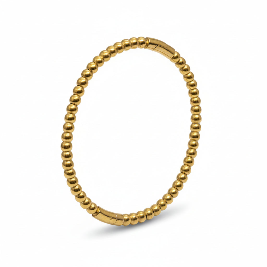Golden Beaded Luxe Cuff Bracelet (Anti Tarnish)