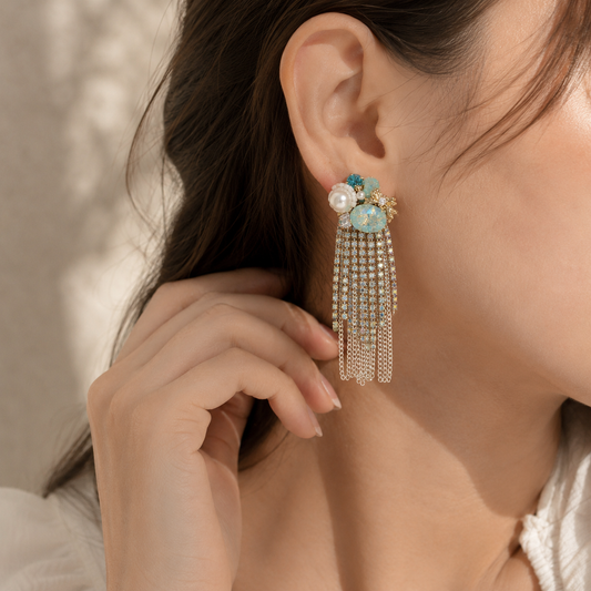 Blue Luxe Tassel Drop Earrings