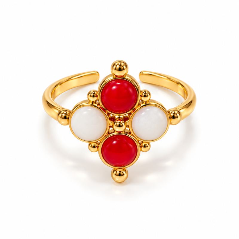 Ruby Ivory Clover Ring