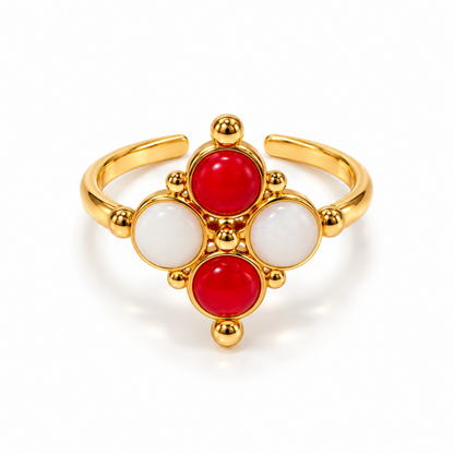 Ruby Ivory Clover Ring