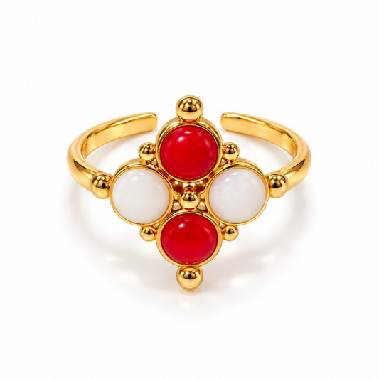 Ruby Ivory Clover Ring