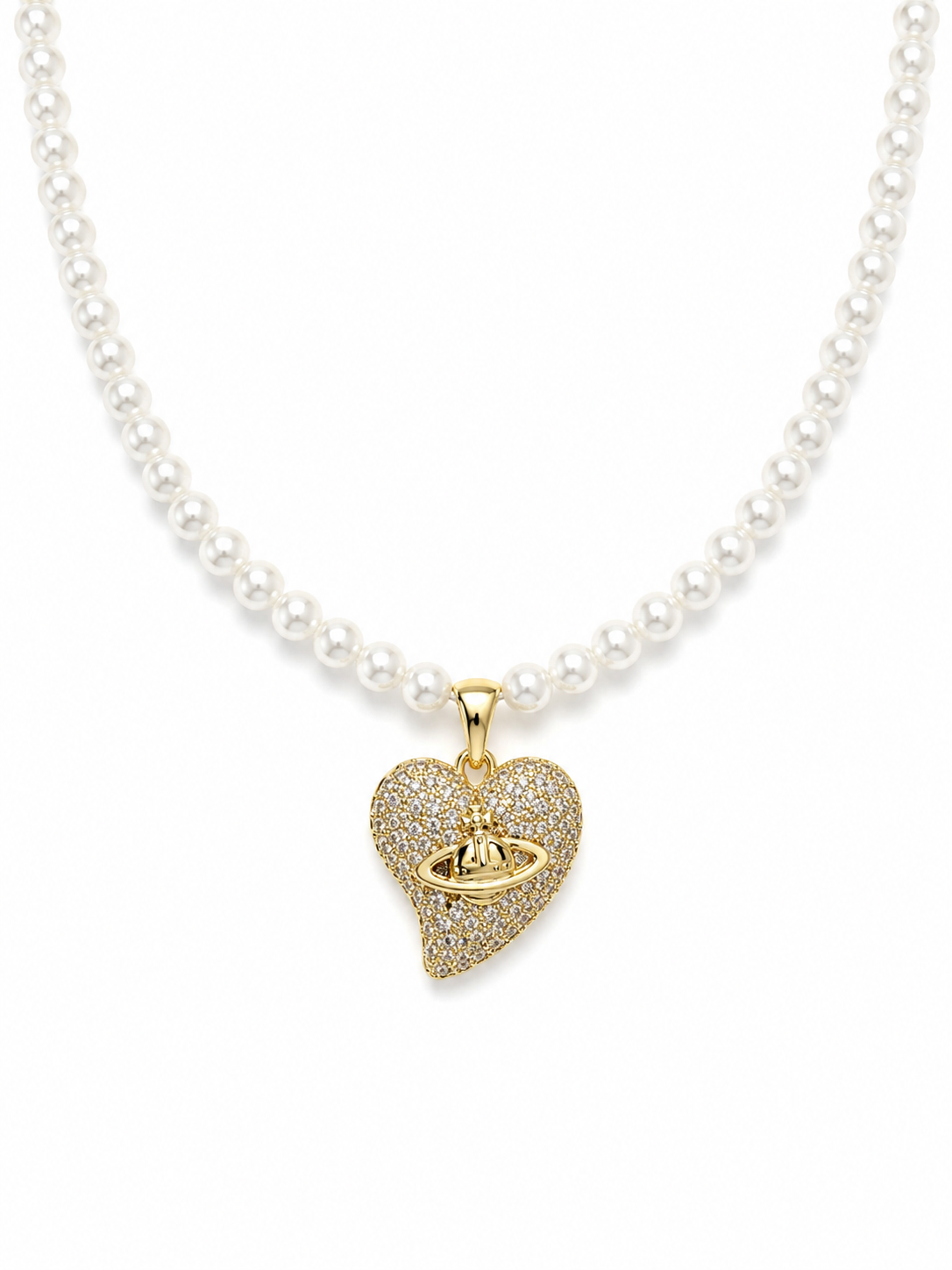 Pearl Orbit Heart Necklace